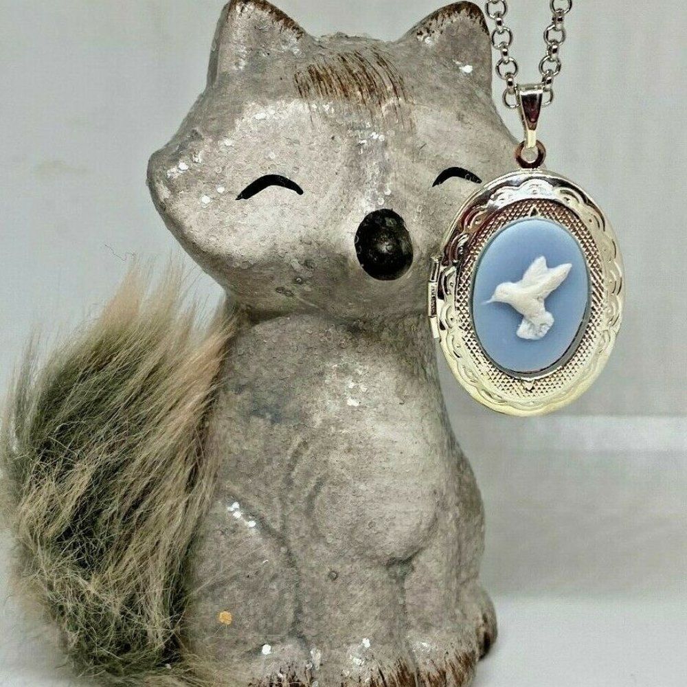 Petite Locket Silverhummingbird Necklace Gift New 24$
